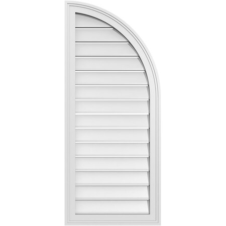Ekena Millwork Quarter Round Top Right Surface Mount PVC Gable Vent w/ 2"W x 1-1/2"P Brickmould Frame, 18"W x 42"H GVPQR18X4202SF